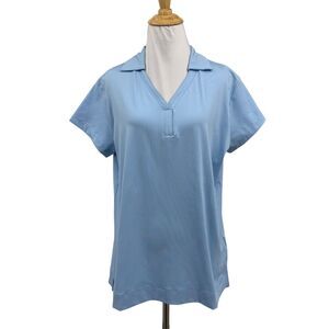 Daily Sports Polo Shirt Womens XL Extra Large Sky Blue Anzio Cap Sleeve Golf
